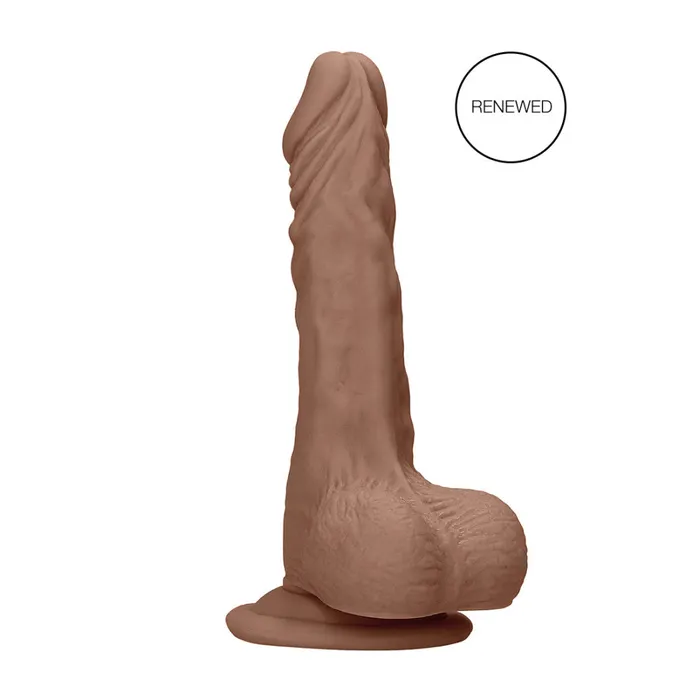 Real Rock 7 Mocha Realistic Cyber Skin Testicle Dildo Shots Toys Dildos