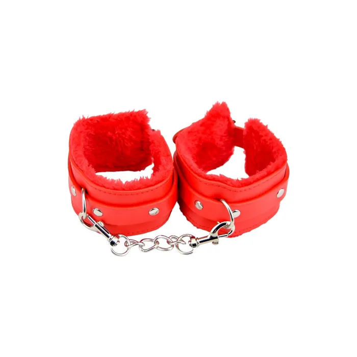 Restraints Bound to Please Bound to Please Furry Plush Wrist Cuffs Red