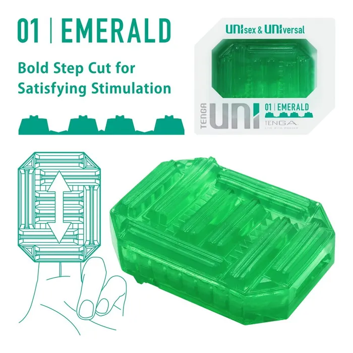 Tenga Vibrators Embossed and compact unisex stimulator Tenga Uni Emerald