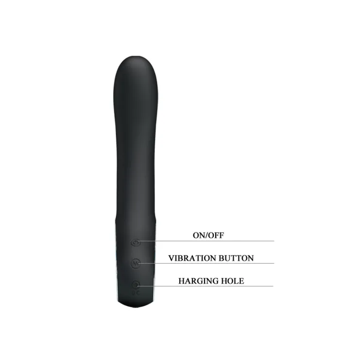 Vibrators Pretty Love Alston Silicone Rechargeable Vibrator Black 20cm