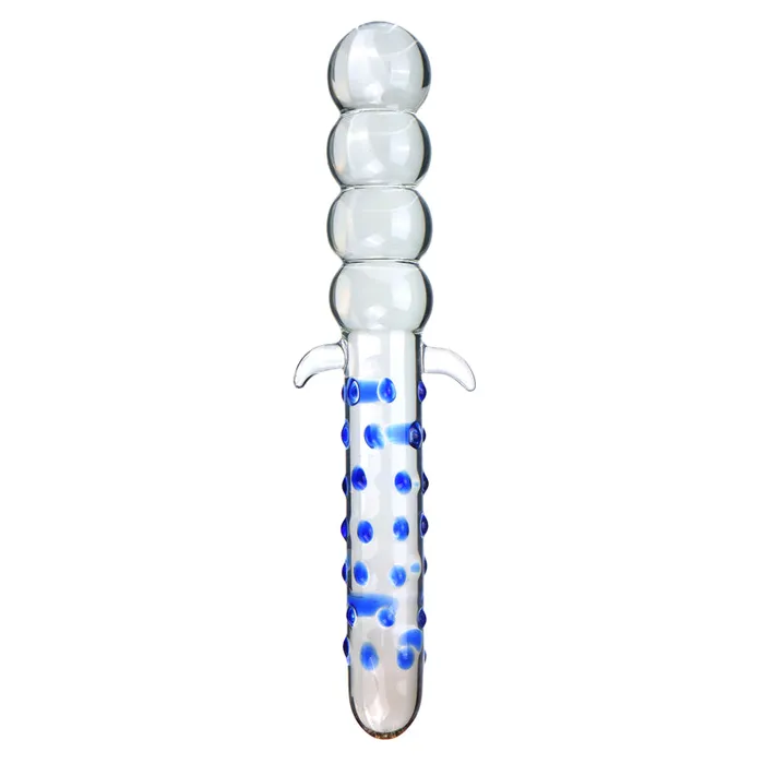 Anal 28cm Large Beaded Glass Dildo Anal Plug Thruster Elegant Blue Toy SexyPlay