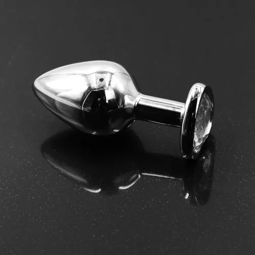 Anal Adults Boutique Nicosia SMALL Heart Base Metal butt plug CLEAR 7 cm