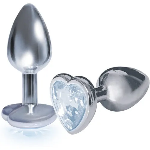 Anal Adults Boutique Nicosia SMALL Heart Base Metal butt plug CLEAR 7 cm