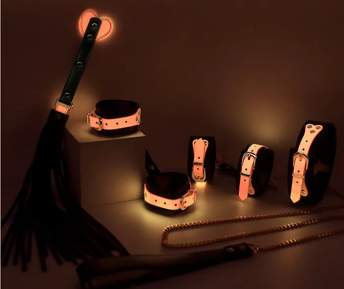 Anal RY BDSM Luminous 7 Pcs Luxury Fetish Restraint Bondage Kit BlackPink