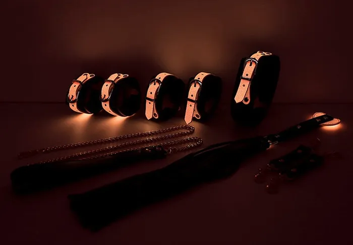 Anal RY BDSM Luminous 7 Pcs Luxury Fetish Restraint Bondage Kit BlackPink