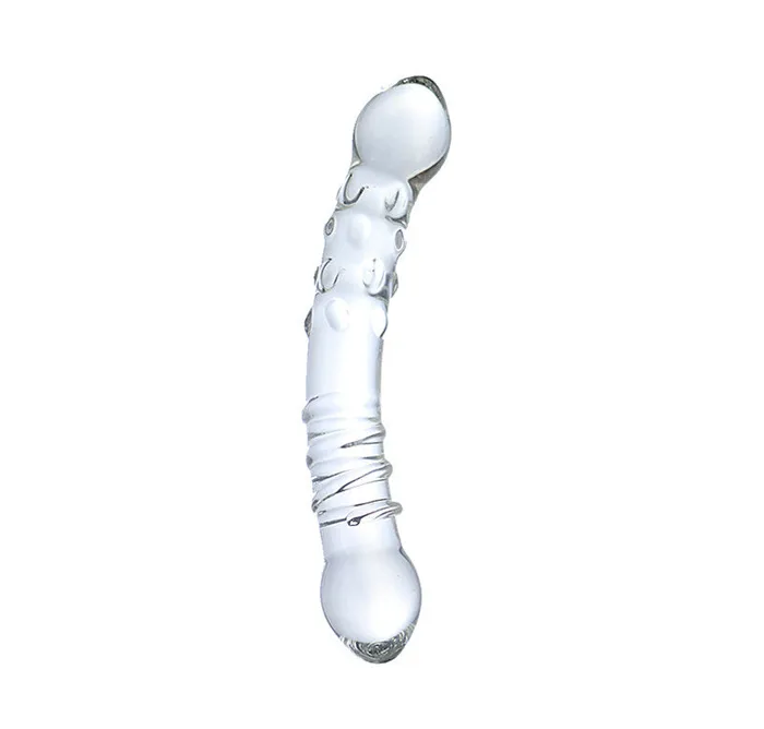 Anal SexyPlay Threaded 20cm Crystal Glass Dildo Anal Plug Clear