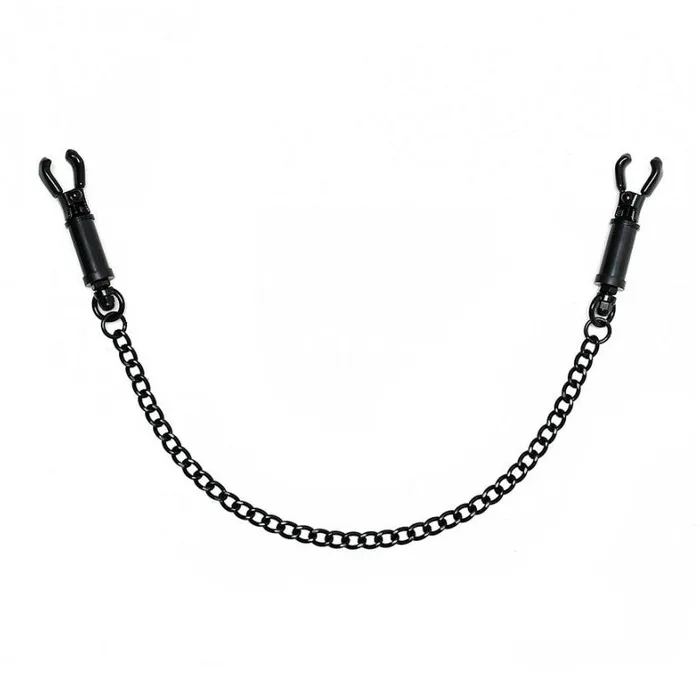 Black Metal Adjustable Nipple Clamps With Chain Rimba Female Sex Toys