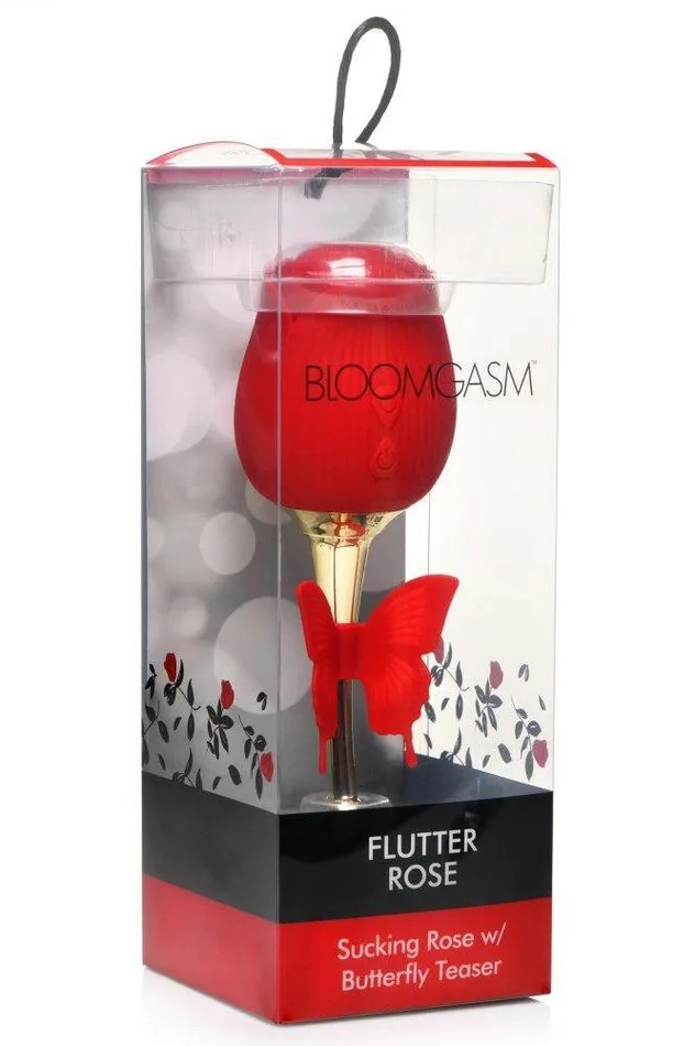 Bloomgasm Flutter Rose Clit Sucking Stimulator with Butterfly Teaser Sex On the Go Female Sex Toys