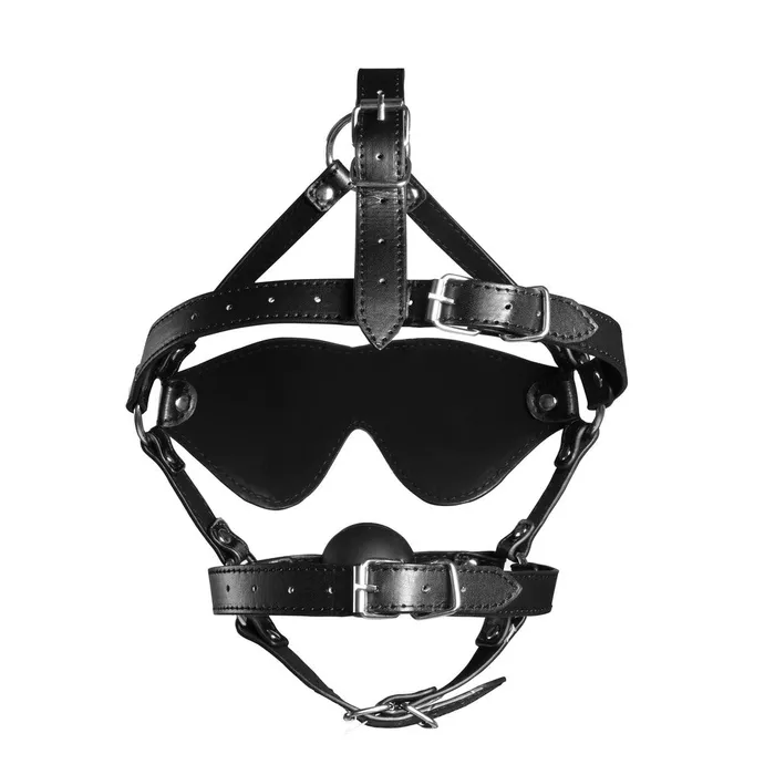 Couples Shots Toys Ouch Xtreme Blindfolded Harness With Solid Ball Gag