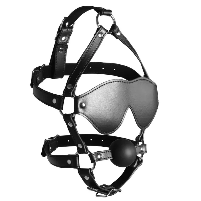 Couples Shots Toys Ouch Xtreme Blindfolded Harness With Solid Ball Gag