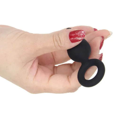 CyprusLoveShop Male Sex Toys Small Black Silicone Anal Plug with Retrieval Ring 28