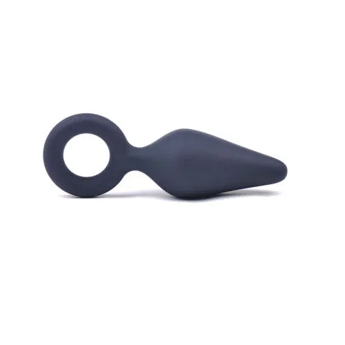 CyprusLoveShop Male Sex Toys Small Black Silicone Anal Plug with Retrieval Ring 28