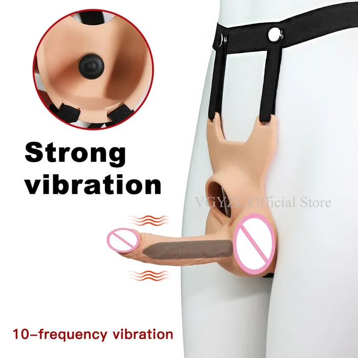 Female Sex Toys Kinkpod 10 Frequency DP Vibrating Strap On works with AAA batteries