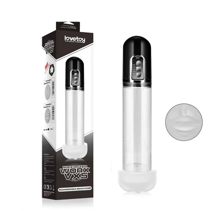 Female Sex Toys LOVETOY Maximizer Worx VX5 Rechargeable Pump Mouth Edition LOVETOY