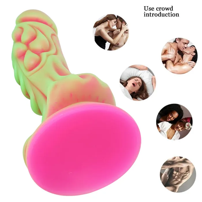 Female Sex Toys MD MD 827 Monster Silicone Realistic Fantasy Dildo Luminous Green