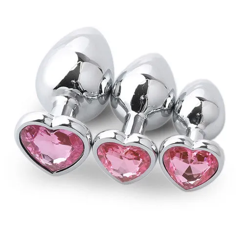 LARGE Heart Base Metal butt plug Pink 9 cm Naughty Toys Anal