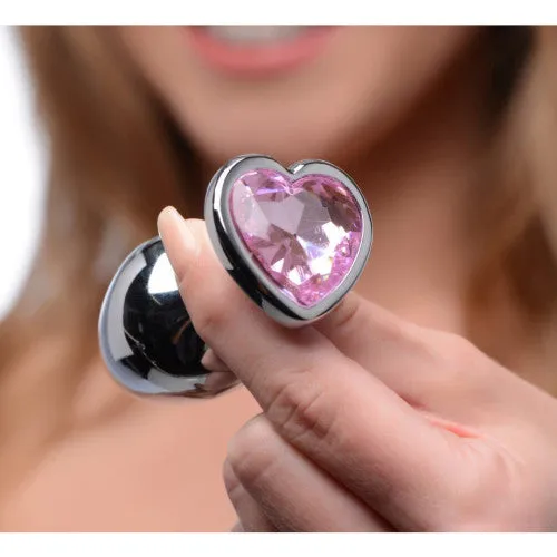 LARGE Heart Base Metal butt plug Pink 9 cm Naughty Toys Anal