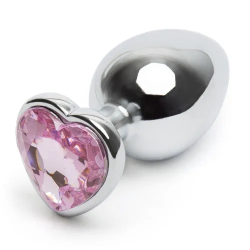 LARGE Heart Base Metal butt plug Pink 9 cm Naughty Toys Anal