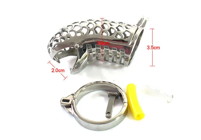 LHD Snake Design Metal Male Chastity Penis Cage 3 Ring Size LHD Male Sex Toys