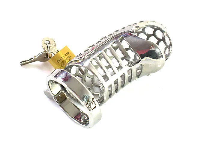 LHD Snake Design Metal Male Chastity Penis Cage 3 Ring Size LHD Male Sex Toys