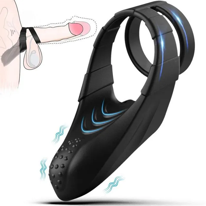 Male Sex Toys AH AH Double Rings Vibrating Penis Ring USB Rechargeable for Enhanced Pleasure