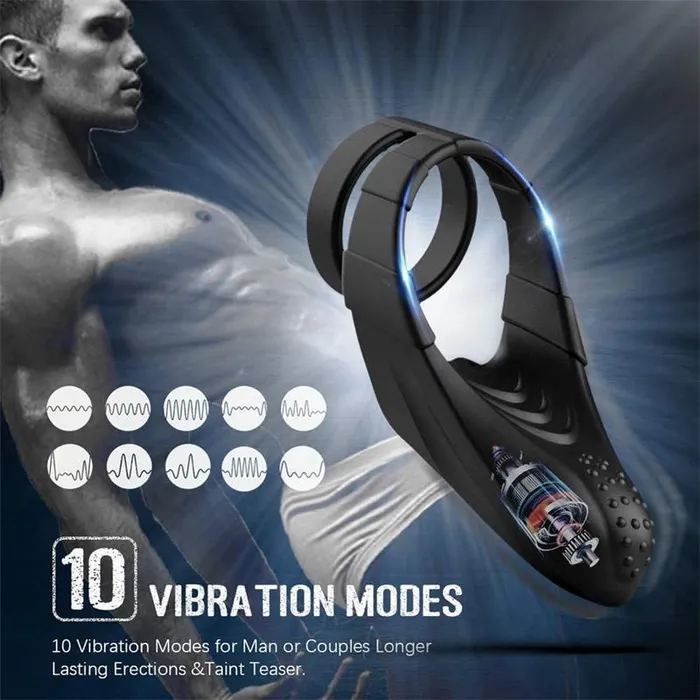 Male Sex Toys AH AH Double Rings Vibrating Penis Ring USB Rechargeable for Enhanced Pleasure