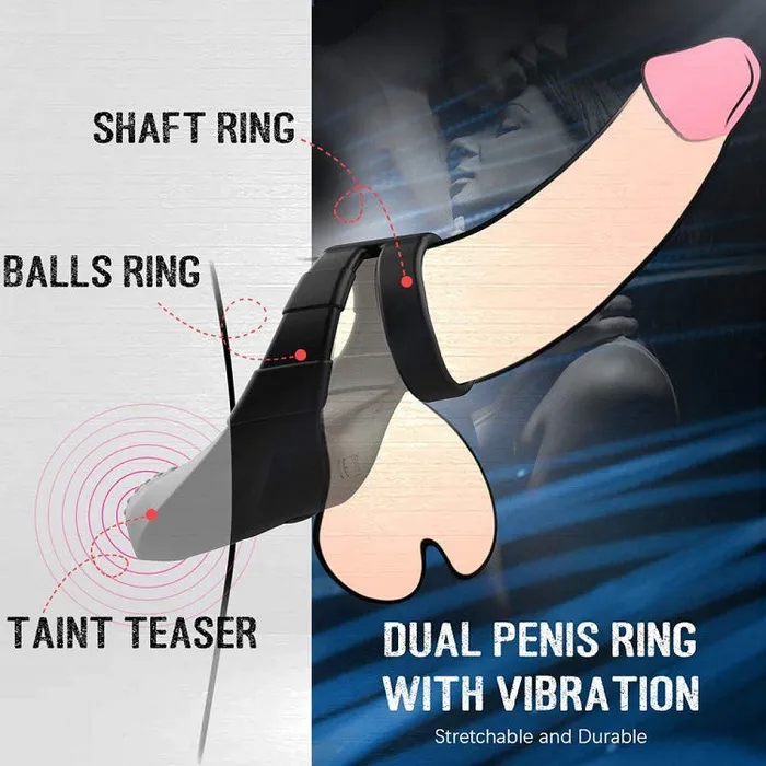 Male Sex Toys AH AH Double Rings Vibrating Penis Ring USB Rechargeable for Enhanced Pleasure