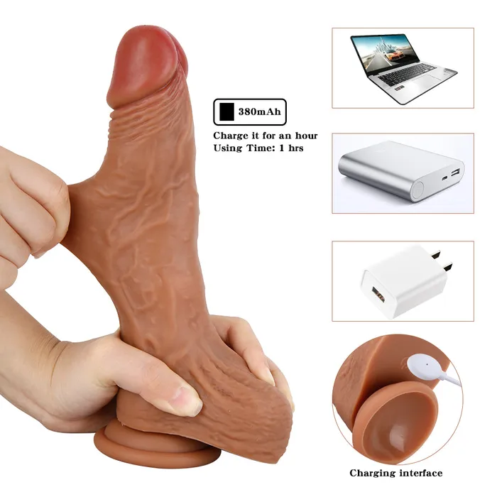 MD Caesar Remote Control Vibrating Dildo AutoHeating Wriggling 215cm MD Female Sex Toys