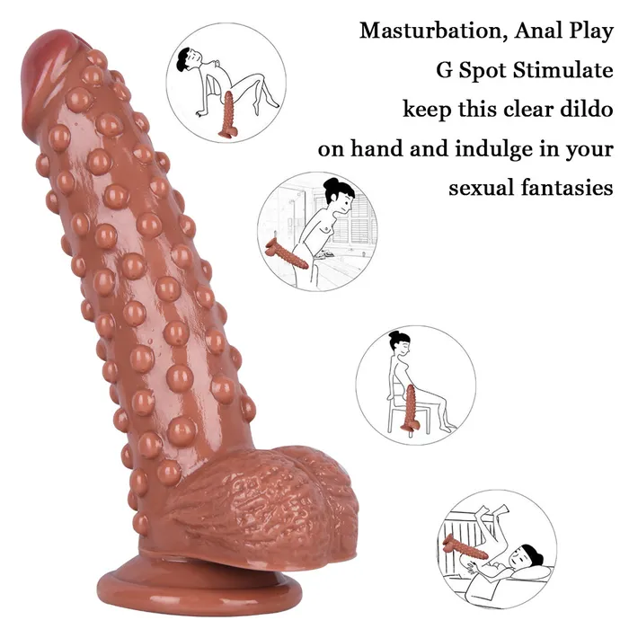 MD Female Sex Toys MD 905 Beaded Strap On Dildo Harness Kit Brown