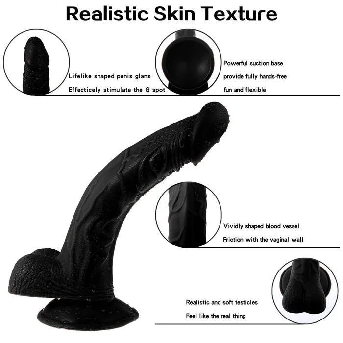 MD Warrior 23cm Realistic Dildo Black MD Female Sex Toys