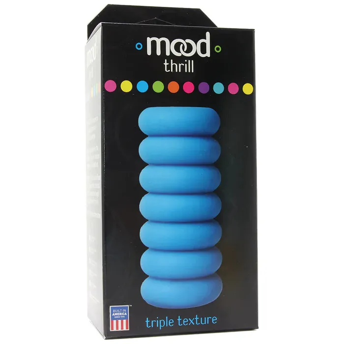 Mood Thrill Triple Texture Stroker in Blue sextoysvancouver Vibrators