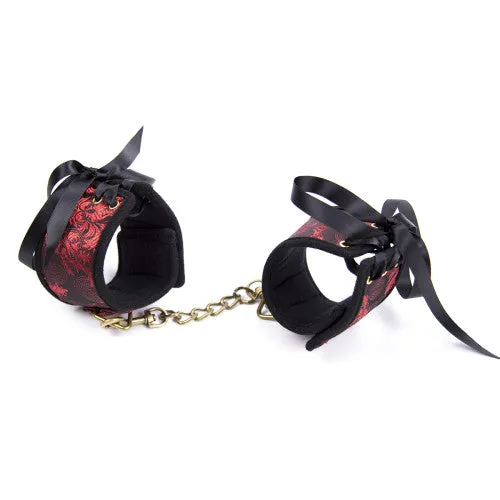 Naughty Toys Anal Naughty Toys Black Red Floral Ankle Cuffs