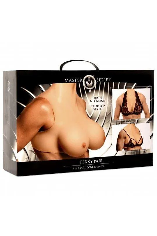 Sex On the Go Male Sex Toys Perky Pair GCup Wearable Silicone Breasts