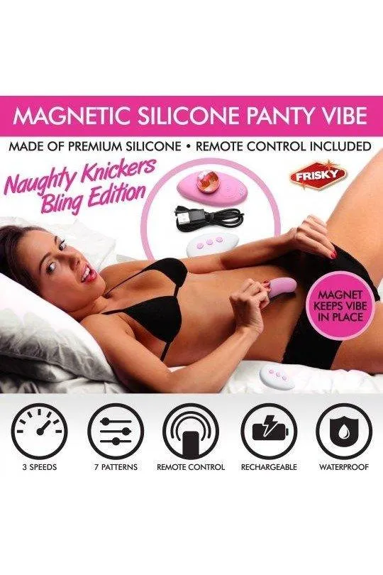 Sex On the Go Vibrators Naughty Knickers Bling Edition Silicone Remote Panty Vibe Pink