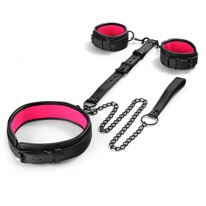 SexyPlay BDSM Restraint Bondage Kit NecktoWrist with Leash Eye Mask BlackRose Couples