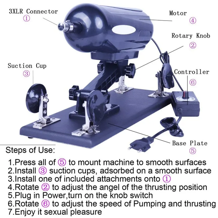 SexyPlay Female Sex Toys DSA2 Auto Thrusting Sex Machine Kit with Realistic Dildo and Extension Pole Black