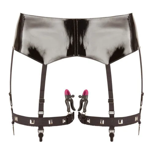 Shiny Suspender Belt with Clamps Bad Kitty Male Sex Toys