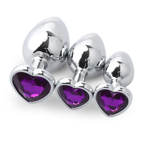 SMALL Heart Base Metal butt plug Violet 7 cm Naughty Toys Anal