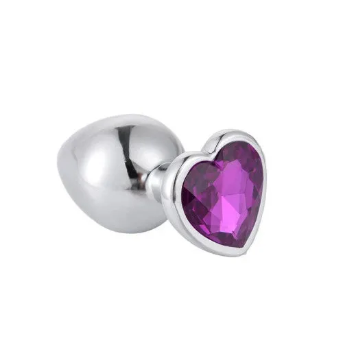 SMALL Heart Base Metal butt plug Violet 7 cm Naughty Toys Anal