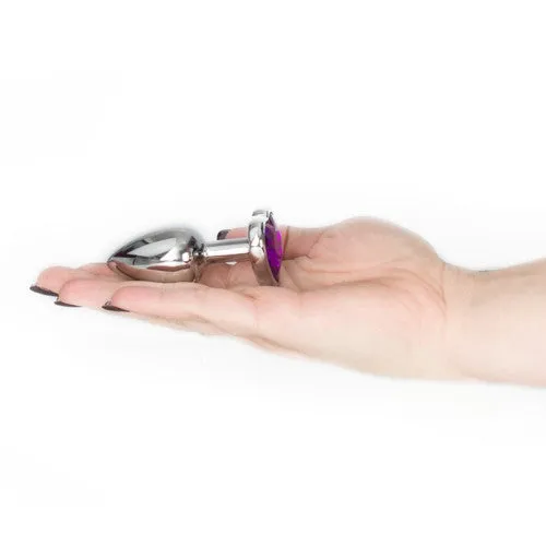 SMALL Heart Base Metal butt plug Violet 7 cm Naughty Toys Anal