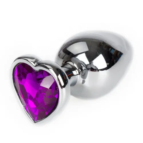 SMALL Heart Base Metal butt plug Violet 7 cm Naughty Toys Anal